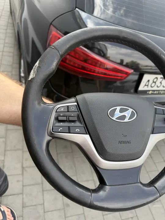 Перетяжка руля Hyundai Solaris — до