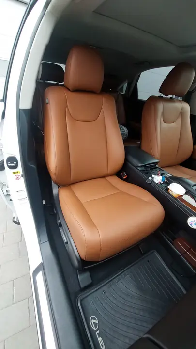 Перетяжка салона Lexus RX в коньячную кожу — после